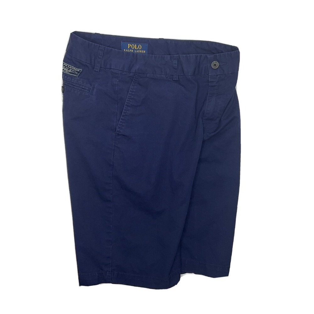 Polo Ralph Lauren Chino Shorts Boys 14 Navy Blue Cotton Twill Flat Front Classic
